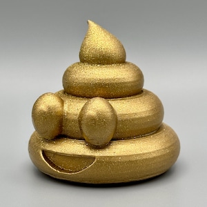 Gold Glitter Poop Emoji 3D Print | Eco-Friendly Desk or Toilet Decor | Upcycled Gift Reducing Plastic Waste