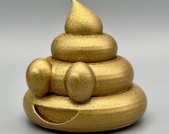 Gold Glitter Poop Emoji 3D Print | Eco-Friendly Desk or Toilet Decor | Upcycled Gift Reducing Plastic Waste