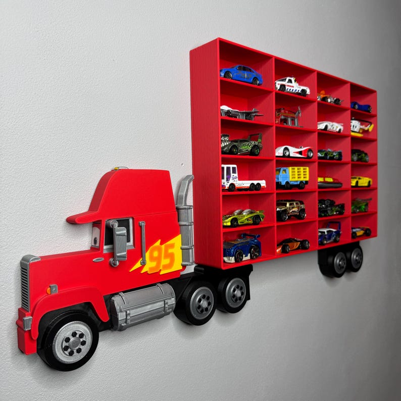 Estantería con 24 compartimentos (solo estante) / Para 24-96 coches / Estantería de pared para guardar/soporte coches de juguete de metal fundido / Variedad de colores imagen 2