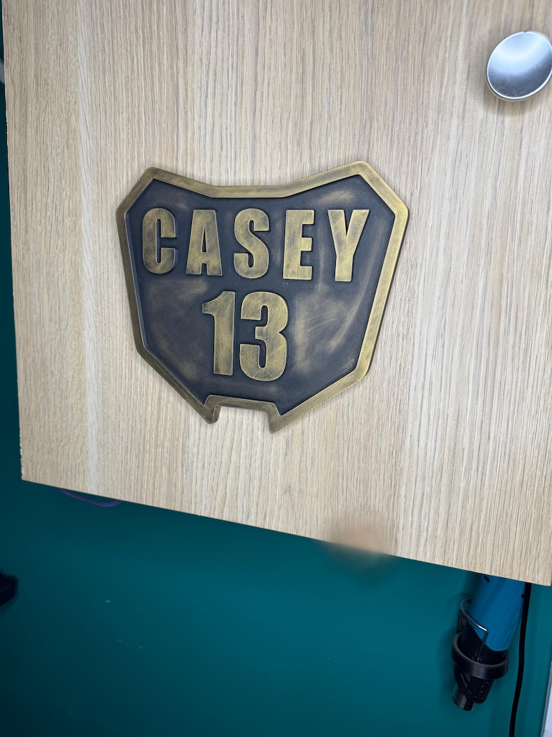 Motocross Personalised Racing Plate 3D Wall Sign | Kids Bedroom Decor | Motorbike Decor image 3