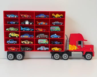 RIGHT Facing Truck Shaped Storage Shelf for Toy Cars, Holds 24-96 Cars, With Realistic Truck Design, Wall Mounted Toy Cars Display