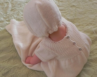 Baptism Gown Knitting Pattern,  French-Style, PDF Knitting Pattern, Baby Dress Knitting Pattern, Baby Knitting Pattern, Knitting Patterns