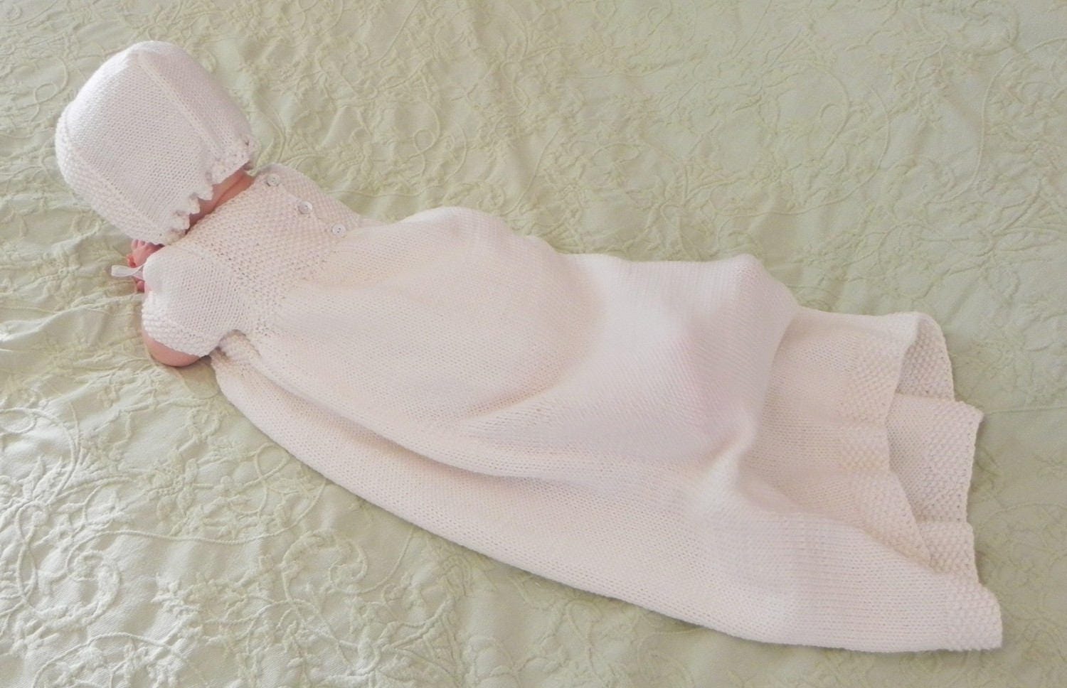 Baptism Gown Knitting Pattern, Frenchstyle, PDF Knitting Pattern, Baby Dress Knitting Pattern