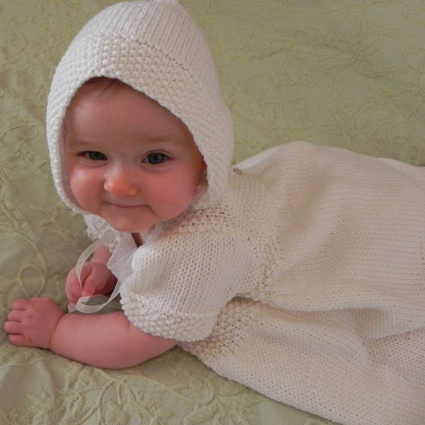 Baptism Gown Knitting Pattern,  French-Style, PDF Knitting Pattern, Baby Dress Knitting Pattern, Baby Knitting Pattern, Knitting Patterns