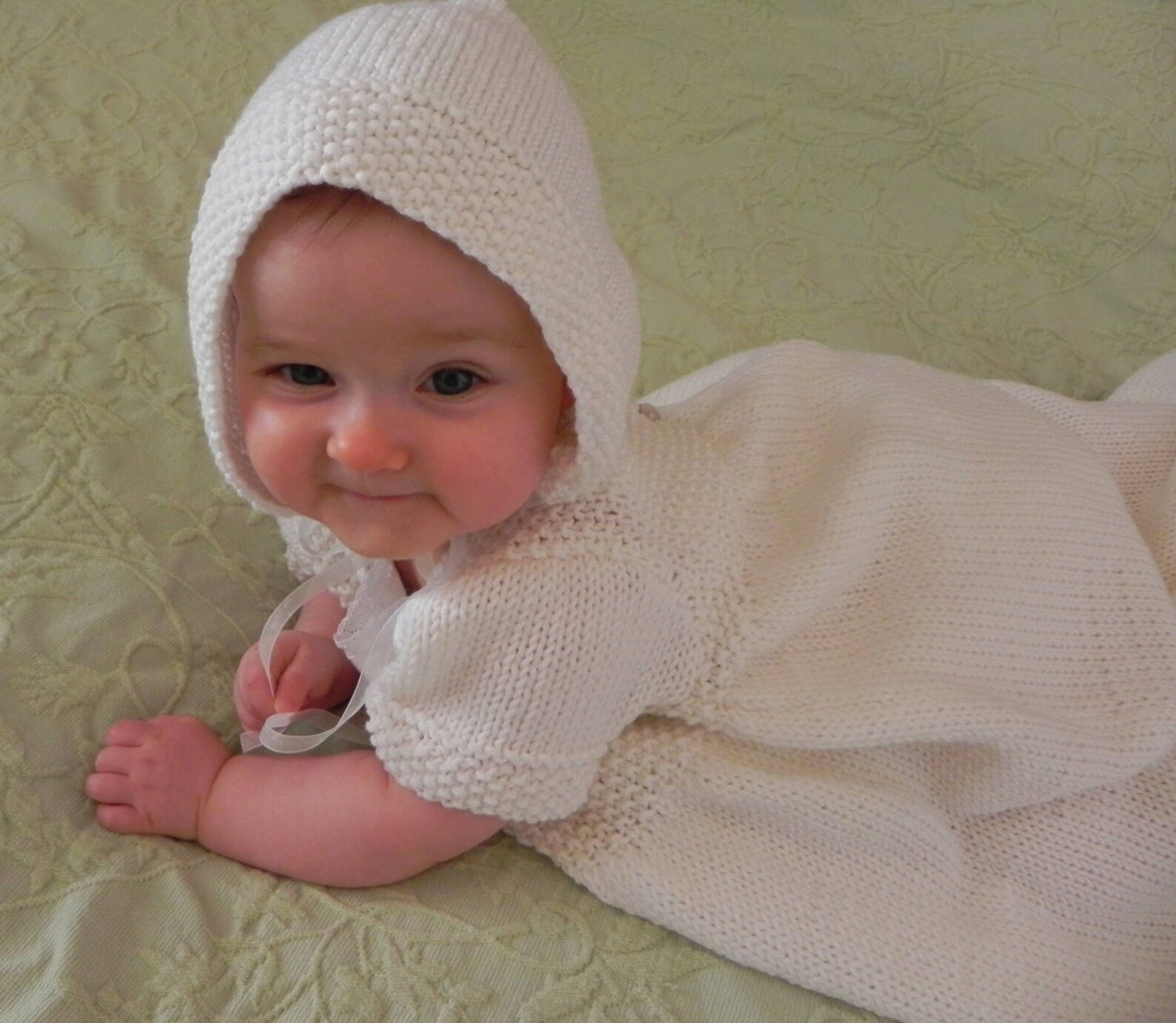 Baptism Gown Knitting Pattern, Frenchstyle, PDF Knitting Pattern, Baby Dress Knitting Pattern
