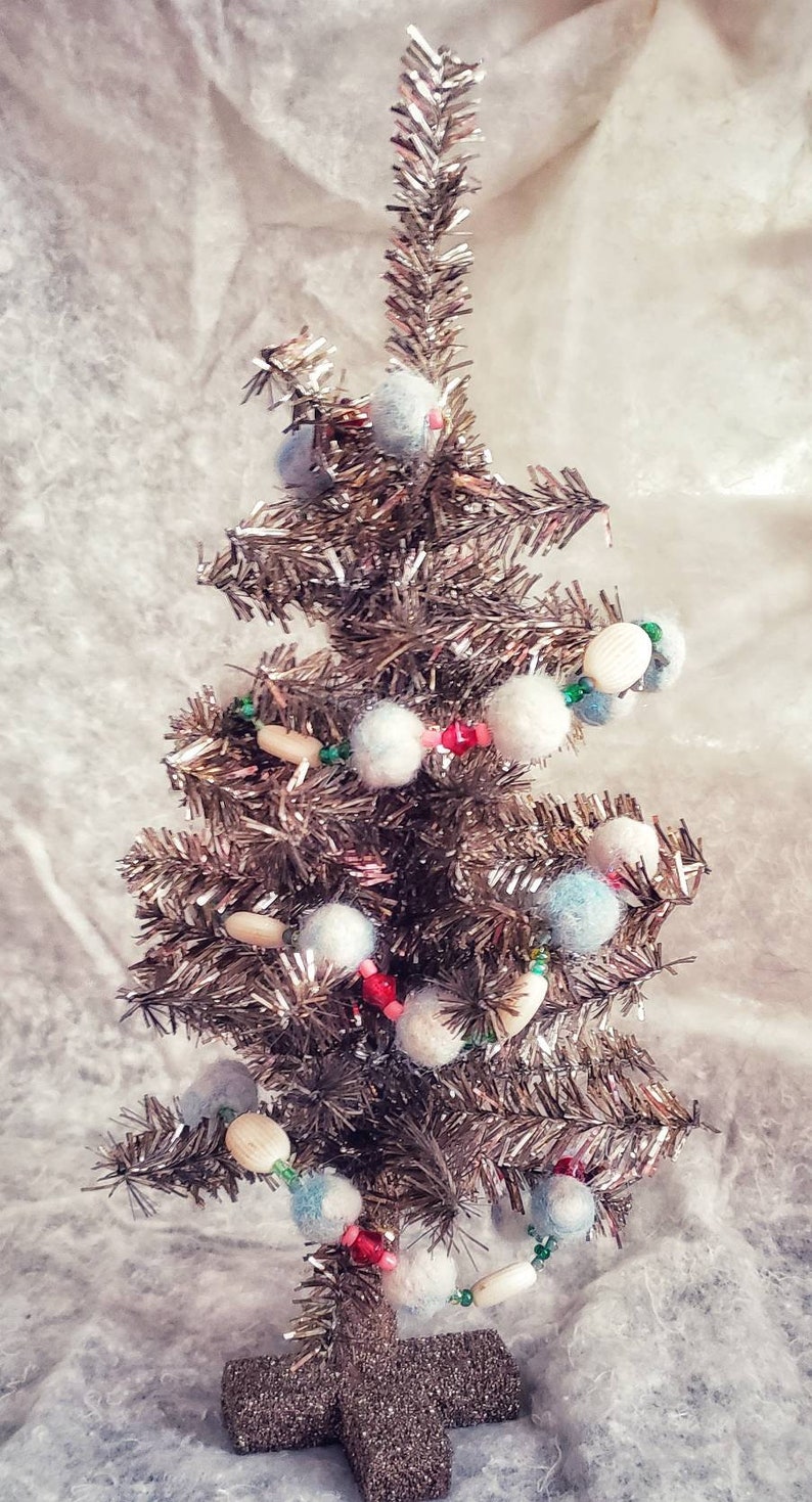 Needlefelted Snowball garland for mini Christmas tree or mantle