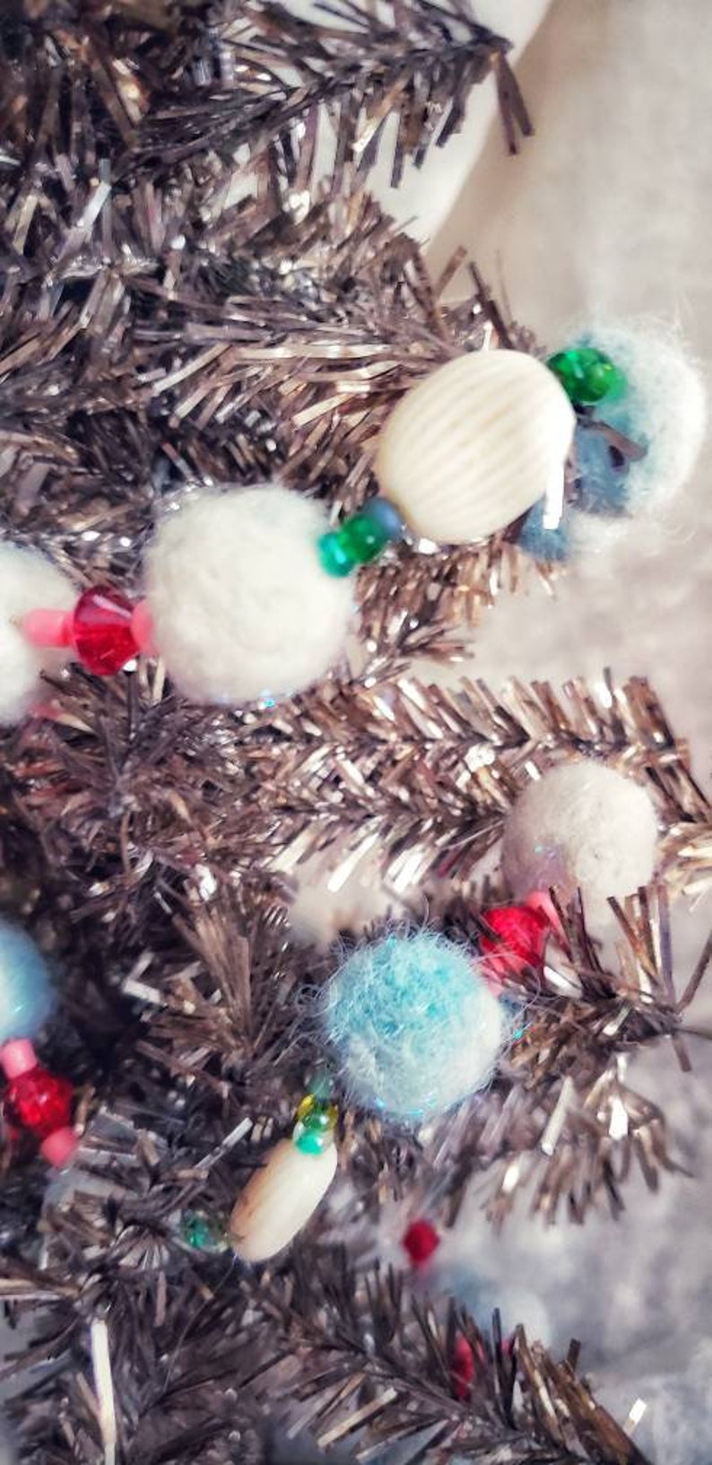 Needlefelted Snowball garland for mini Christmas tree or mantle