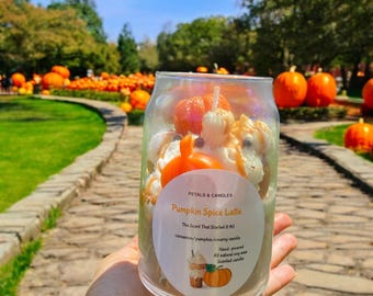 Café con leche y especias de calabaza / Vela perfumada / Decoración de otoño / Regalos de Acción de Gracias