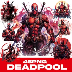 Deadpool PNG Bundle | 30 Funny Deadpool Clipart Files | Marvel Superhero PNG | Deadpool 3 Art for Sublimation | Png For Shirts, Mugs & Craft