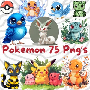 75 Pokémon PNG Bundle | Cartoon PNG Set | Pikachu Art & Pocket Monsters | Pokémon Sublimation Designs | Top-Selling Digital PNG Collection