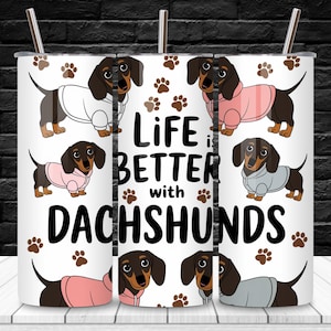Dachshund Tumbler Wrap PNG: Wiener Dog Sublimation Design (Digital Download)