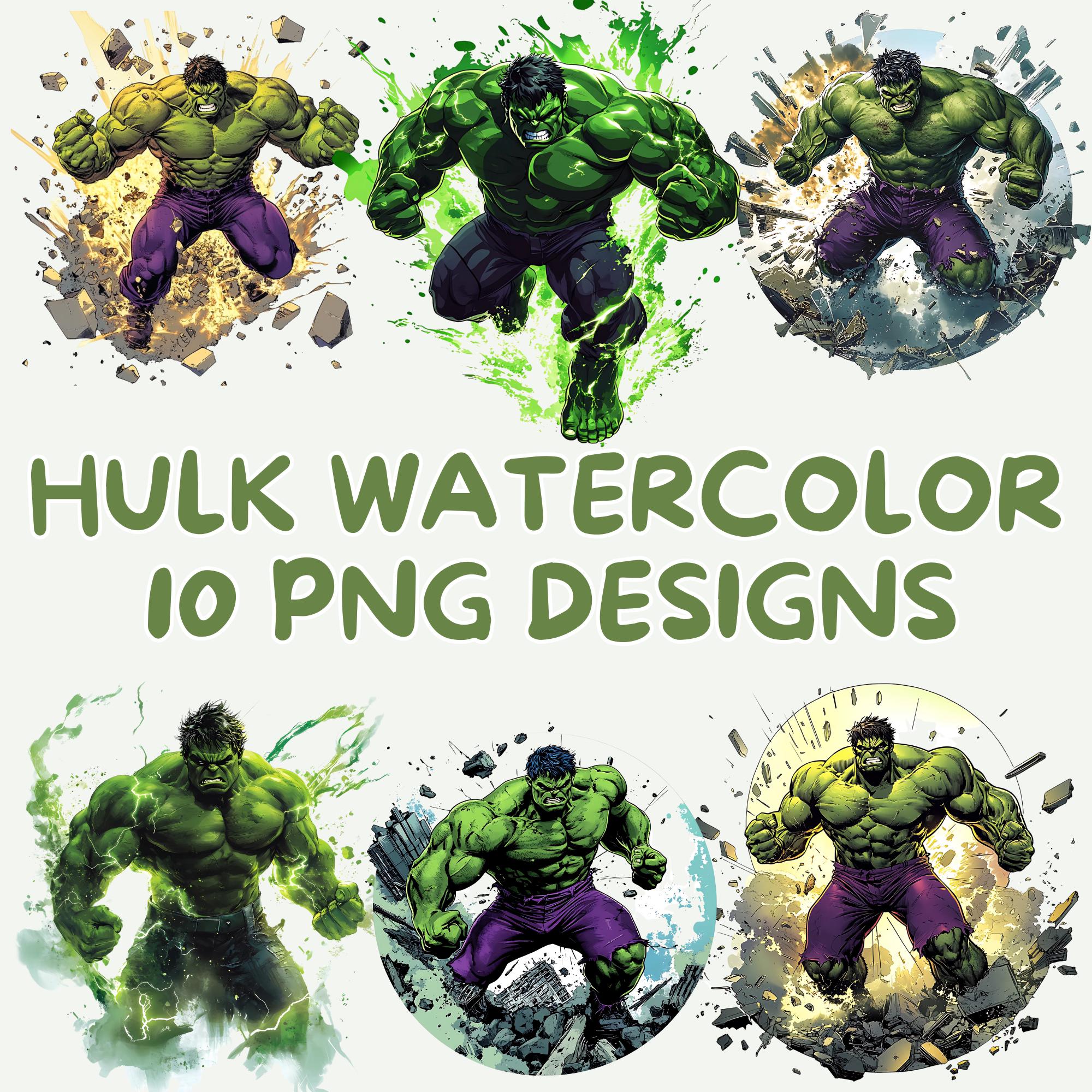 Hulk PNG-Bundle | Aquarell Clipart | 10 Hulk PNGs mit transparentem Hintergrund | Hulk Cartoon Sublimation | Digitaler Download