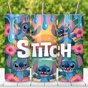 Lilo and Stitch Tumbler Wrap PNG – Cute Cartoon 20oz Skinny Tumbler Sublimation, Stitch & Lilo Sublimation PNG, Digital Download Wrap Design