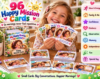 Kids Morning Routine Game, 96 Positive Mission Cards, Visual Schedule & Independence Activities