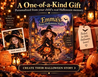 Personalized Halloween Storybook From Your Child's Real Memory, Custom Kids Book From Photo, Halloween Keepsake, Digital Story PDF