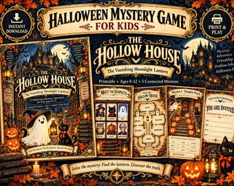 Halloween Mystery Game for Kids, Printable Haunted House Detective Game, Halloween Party Activity, Ages 8-12, Instant Download