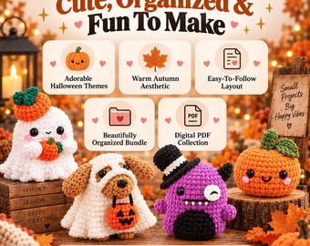 Halloween Crochet Pattern Bundle, 15 Amigurumi Patterns, Ghost Pumpkin Crochet PDF, Spooky Cute Crochet Patterns, Instant Download