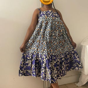 African summer dress with Ankara pattern, African dress, African style dress in African wax print, flared for all occasions.