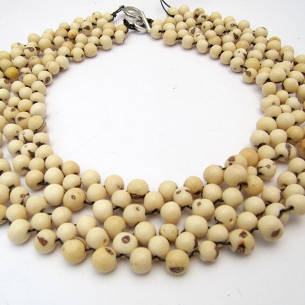 organic white statement necklace acai woven