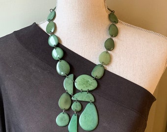 Green Bib Statement Necklace Lightweight Ecofriendly OTHER COLORS AVAILABLE