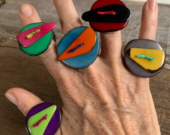 Statement rings made from Tagua nuts adjustable size