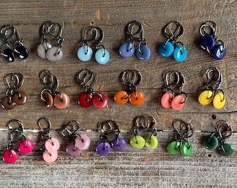 Small dangle earring many colors ecofriendly