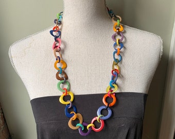 Multicolored linked hoops