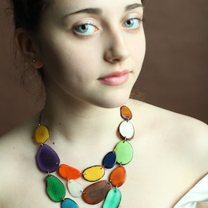 Mixed Color Tagua Nut Necklace image 1