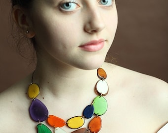 Mixed Color Tagua Nut Necklace