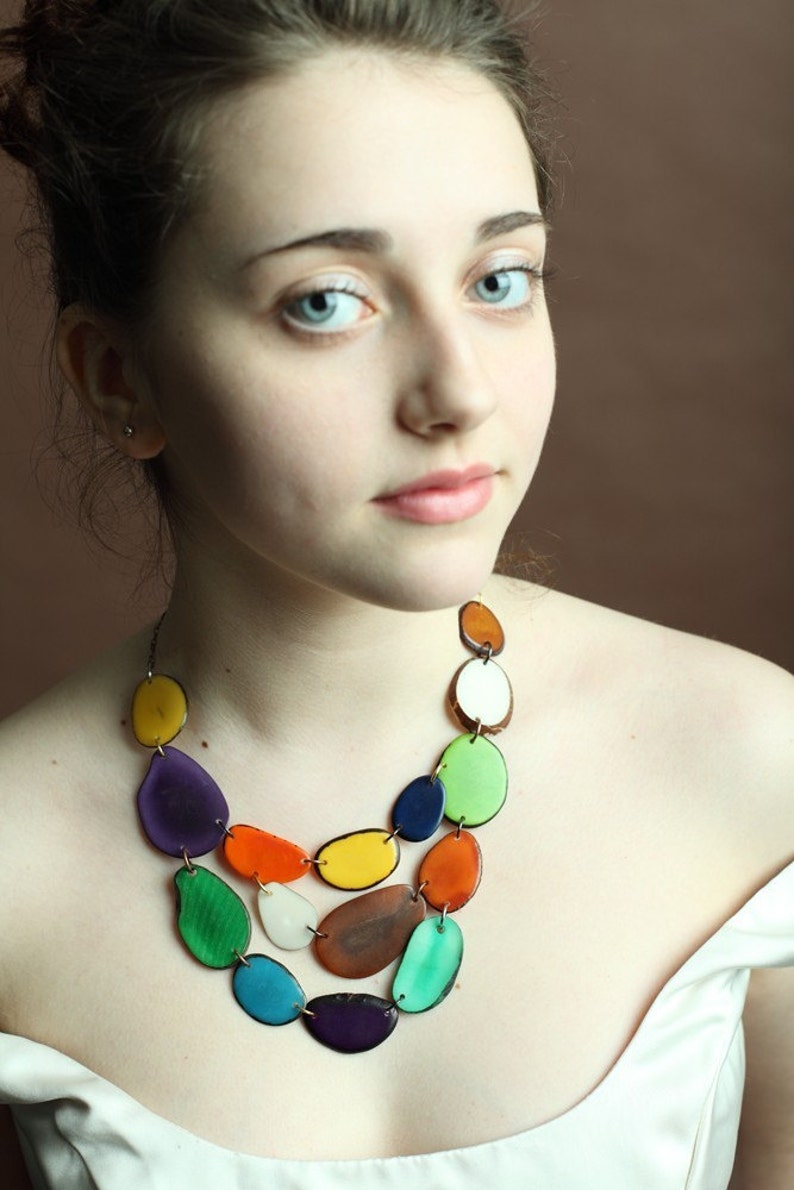 Mixed Color Tagua Nut Necklace image 1