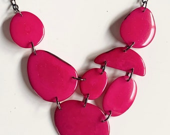 Pink Bib necklace lightweight and ecofriendly