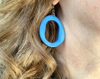 Hoop dangle earrings in country blue