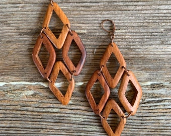 Lightweight wood chandelier earrings