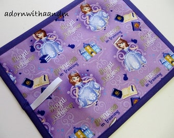 Chalkimamy TRAVEL chalkboard mat made with Disney's Sofia the First fabric