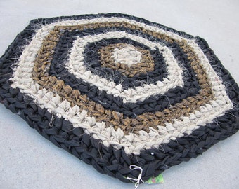Beżowy dywan z dzianiny na szydełku, Hexagon dywan, rustykalny wystrój domu, ręcznie robione dywany, rustykalny dywan, Boho, Vintage Decor, kuchnia dywan, Shabby Chic, Eco