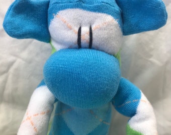 LONG Sock monkey, Sockimamy "Lyle", sock monkey doll, stuffed sock monkey, baby gift, argyle, sock animal, monkey toy, monkey gift, plushie