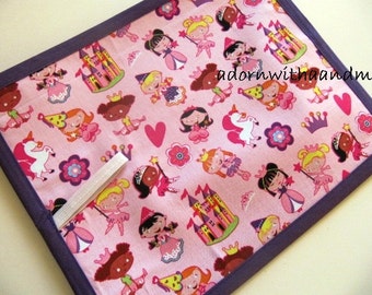 Michael Miller 'lil' princess TRAVEL chalkboard mat placemat (a)