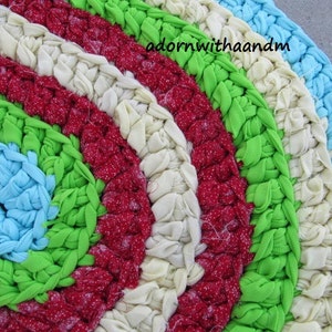 Retro 1950s Crocheted Oval Shape Rag Rug, Eco Friendly, Washable, Bath ...