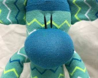 Mono de calcetín largo, Sockimamy "Chevy", muñeca de mono calcetín, mono calcetín relleno, chevron, mono de felpa, animal calcetín, juguete mono, mono regalo