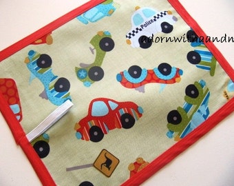 Chalkimamy Riley Blake cars and emergency vehicles TRAVEL chalkboard mat placemat (a)