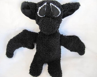 BAT animal relleno - murciélago felpa - peluche murciélago - sockimamy murciélago con ojos blancos - bat juguete - mano cosido murciélago relleno animal - juguete de murciélago hecho a mano