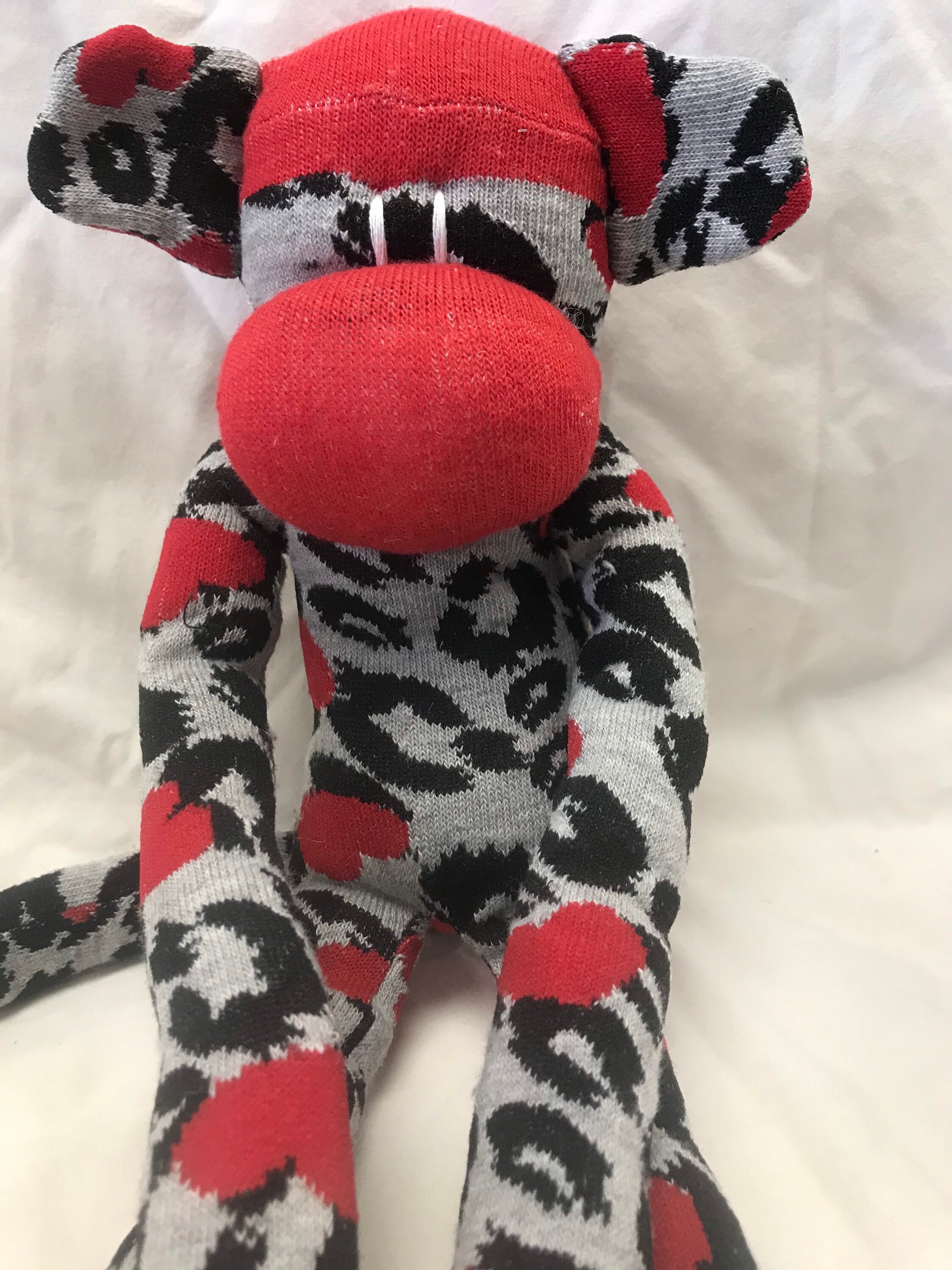 Mono de calcetín largo, Sockimamy Rojo, muñeca de mono calcetín, mono