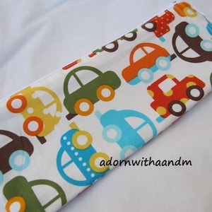 Ann Kelle cars zippered pencil case, pouch, school supply, homeschooling, zippered pouch, crayon case, retro cars, organic fabric