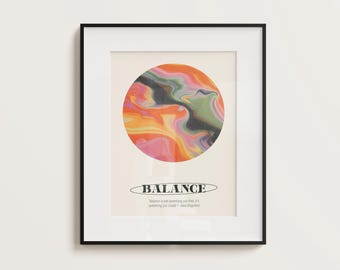Evenwichtsposter, poster geestelijke gezondheid, wellnessprint, mindful muurkunst, motiverende print, mindfulness kunst aan de muur, affirmatieposter