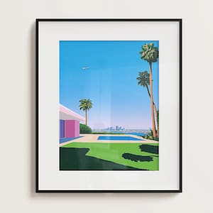 Poolside City Pop Poster, Minimal city pop, Retro poster, Japanese pop art, Hiroshi Nagai Inspired Art