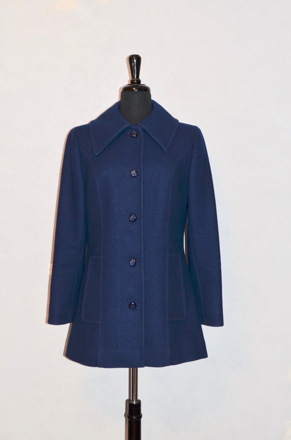 1970s Pendleton wool Pea coat peacoat Royal Blue w