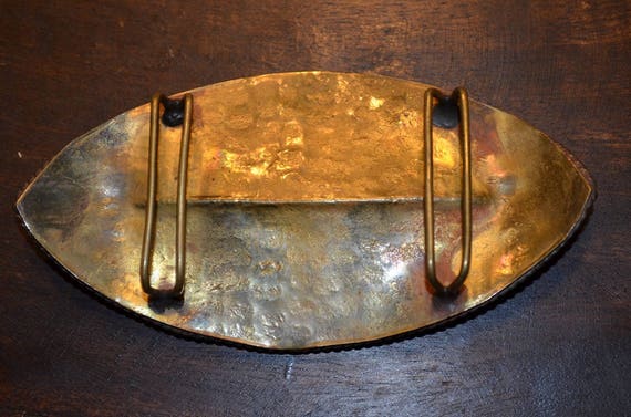 Vintage artisan Mixed metal Belt buckle. Onyx ste… - image 4