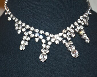 Vintage Gale Rhinestone choker necklace.  VFG Adjustable. Articulated.