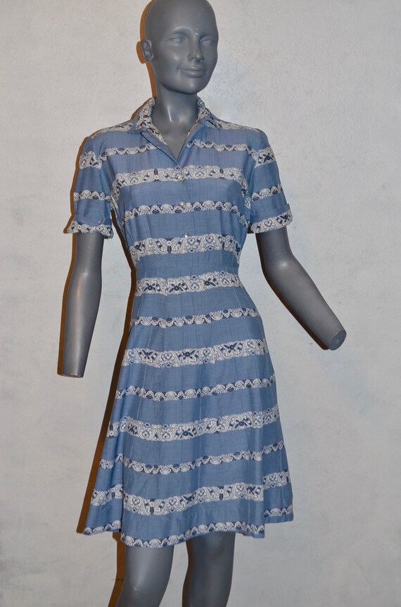 1950s Western Dress by Cay Artley. Shirtwaist A li