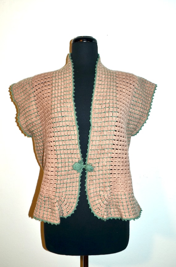 Antique Crochet Vest Jacket.  Well made with curve